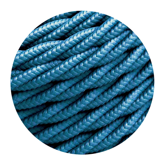 Vintage 3 adriges kabel, gedrehtes Blau textilkabel ~1206