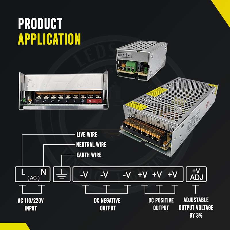 DC12V 25A 300W IP20-LED-Transformator mit universell geregeltem Schaltnetzteil
