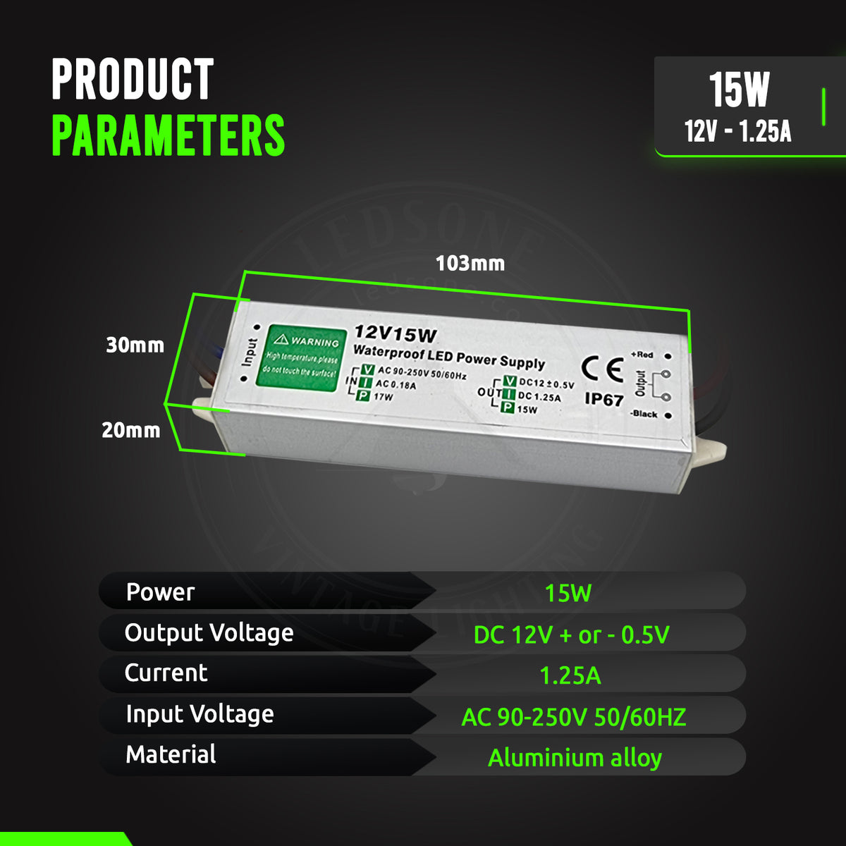 12V LED Netzteil Trafo 15W 