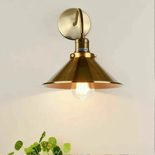 Vintage Stalllampe Messing – Industrie Schwanenhals Wandleuchte E27 ~3260