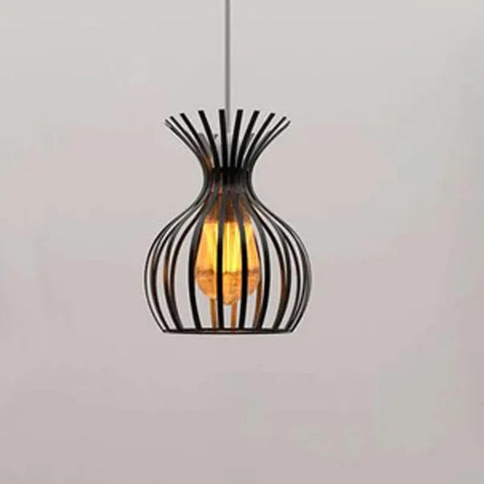 Geometrischer schwarzer Metall Draht Käfig Lampenschirm ~3439