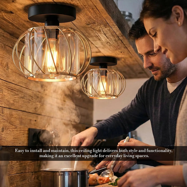 Mini Kristall Deckenleuchte Käfig | E27 Semi-Unterputz Modern Lampe Ø 18cm ~ 3714