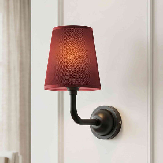 Wandleuchte Burgunderrot Stoff E27 | Nachttisch Wandlampe Vintage Rot  ~4009