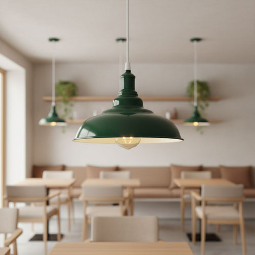 Lampada a sospensione colorata industriale singola | Lampada a sospensione da tavolo da pranzo in metallo E27 Ø 32 cm~4113