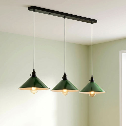 Lampada a sospensione vintage a trave con interruttore – 3 luci | Ø22cm | E27 ~3321