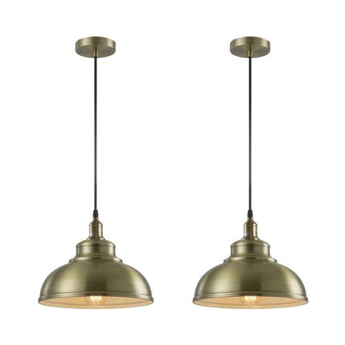 Set di 2 lampade a sospensione da officina vintage - Lampada a sospensione industriale per cucina | Ø29cm | E27 ~3671