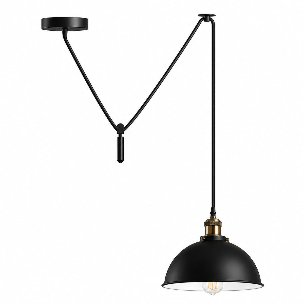 metallkuppel und pendelleuchte