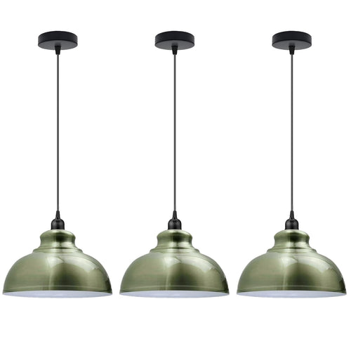 Set da 3 lampade a sospensione effetto smalto – Lampadario vintage in stile industriale | Ø29cm | E27 ~3430