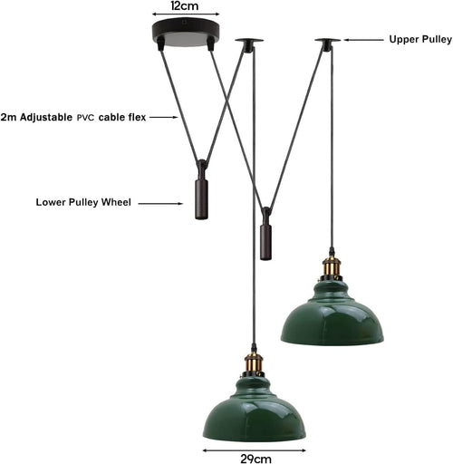 Lampada a sospensione vintage a 2 teste, lampada a sospensione da soffitto ~ 3187 