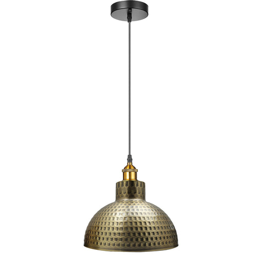 Lampada a sospensione retrò marocchina in ottone martellato E27 ~3205