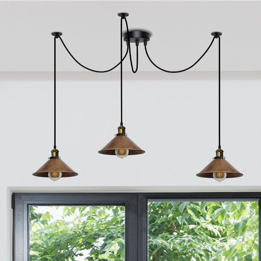 Lampadario vintage a 3 bracci, luci a ragno regolabili ~3359