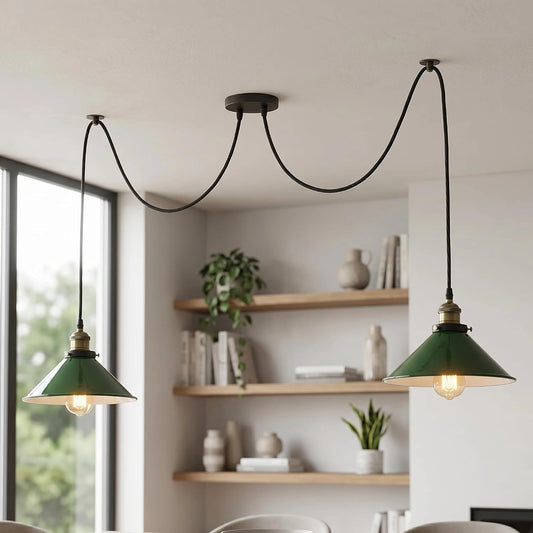Vintage 2-hoveds edderkoplampe pendellampe E27 Retro ~ 2240