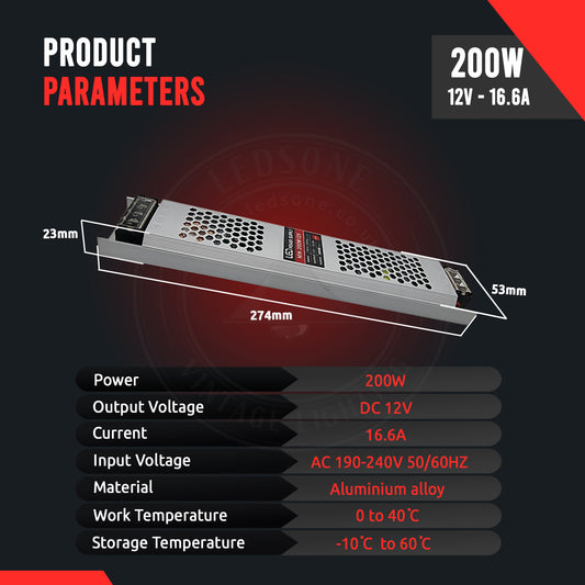 200W DC 12V LED transformer