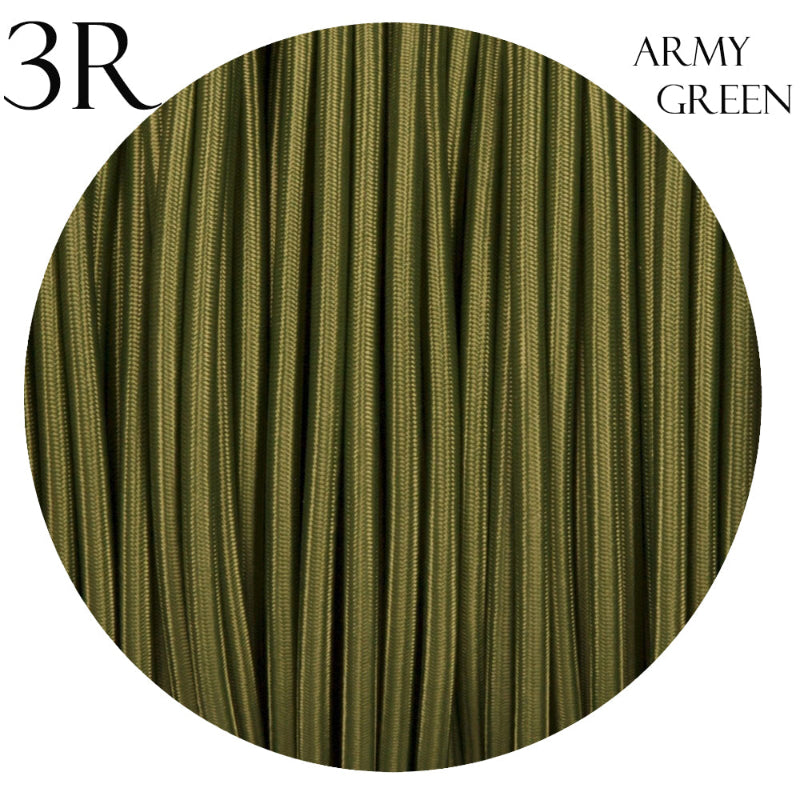 Rundes 3-adriges Lampenkabel 1m 5m 10m Armeegrün