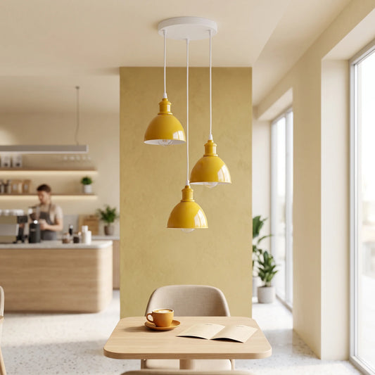 Lampada a sospensione per tavolo da pranzo, lampade da cucina, lampada a sospensione a 3 fiamme, 15 cm, giallo~2506