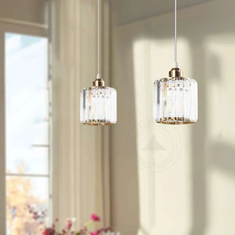 E27 Kristalllampe höhenverstellbar schwarz gold