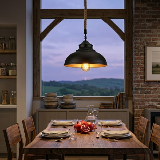 Lampada a soffitto in corda di canapa Curvy nera | Faretto da soffitto stile rustico~3788