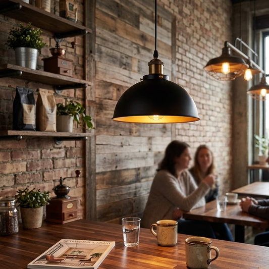 Sort pendellampe med højdejusterbar ledning på 95 cm ~ 3071