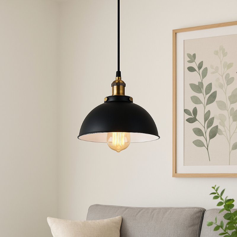 Pendelleuchte Retro Design mit schwarzem Metallschirm