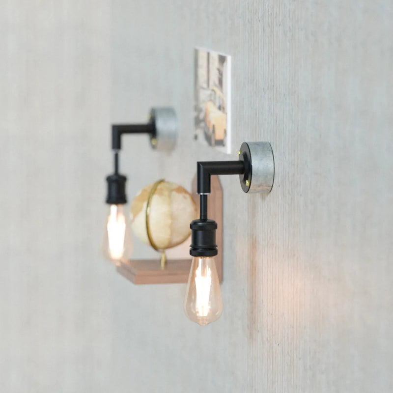 Retro Rohr-Lampe Schwarz