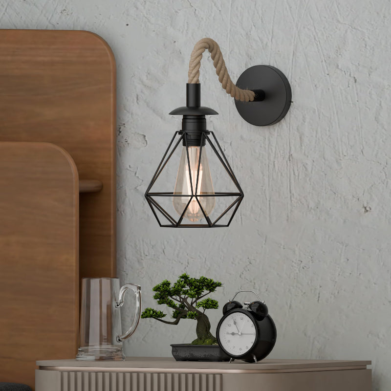 Rustic Rope Wall Light Industrial Design Wandlampe