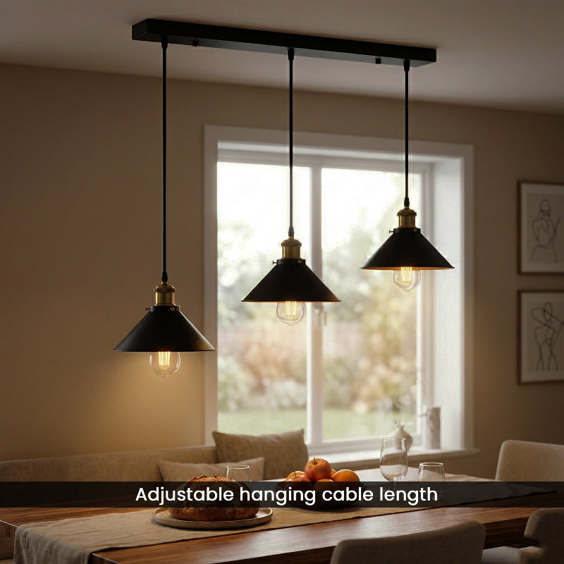 Schwarze Metall Küchenlampe Ø 22cm höhenverstellbar