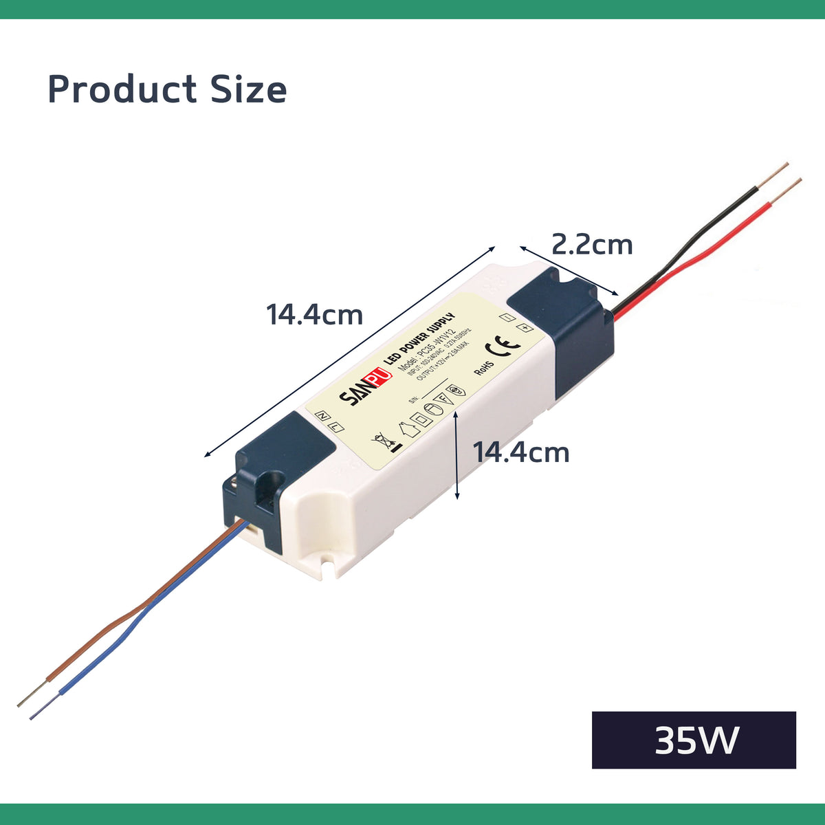 35 W 2,9 Amp Kompakter Sanpu LED-Treiber AC 230 V bis DC 12 V Netzteiltransformator