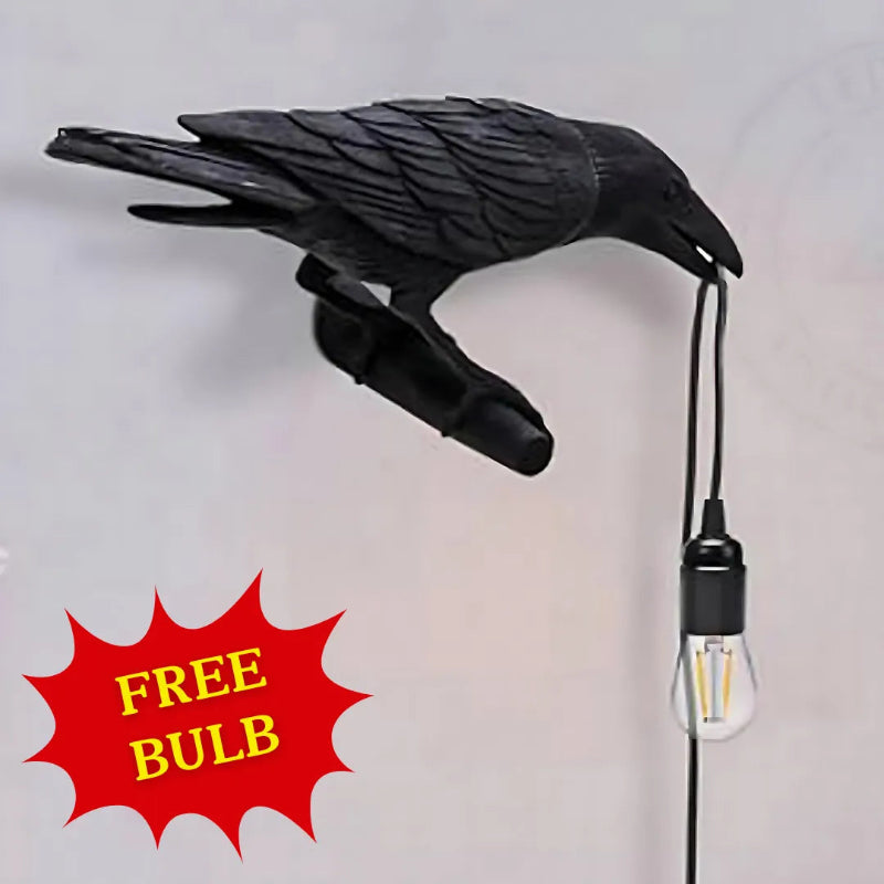 Vogel Wandlampe schwarz