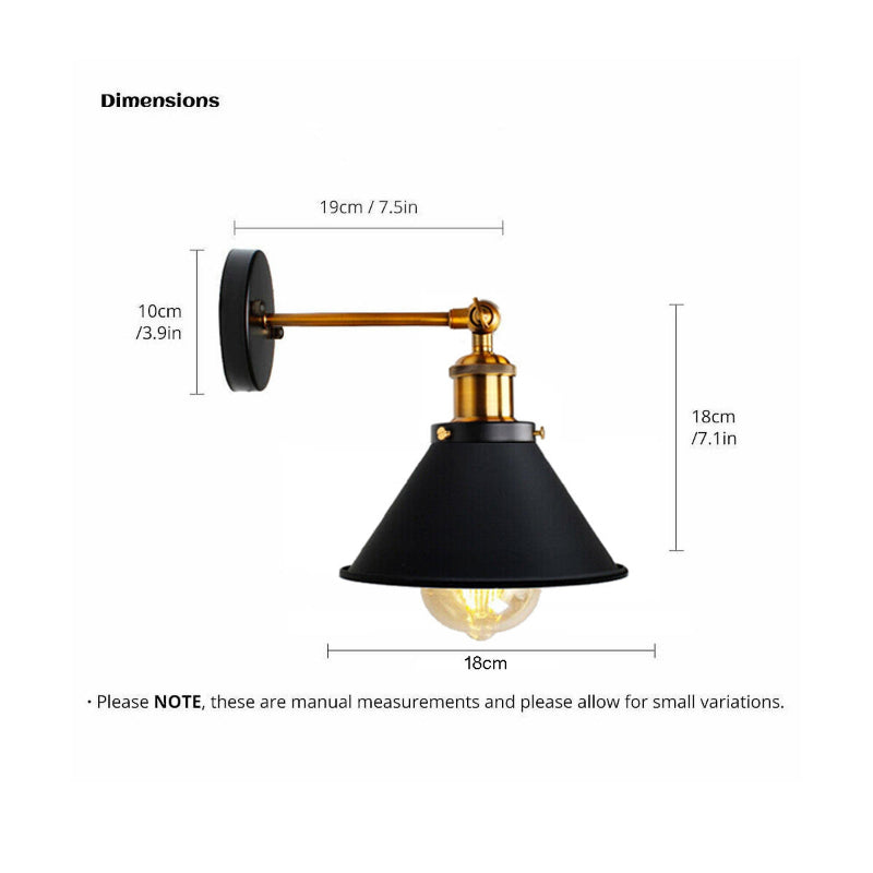 Wandleuchte Metall schwarz Wandlampe E27 Industrial