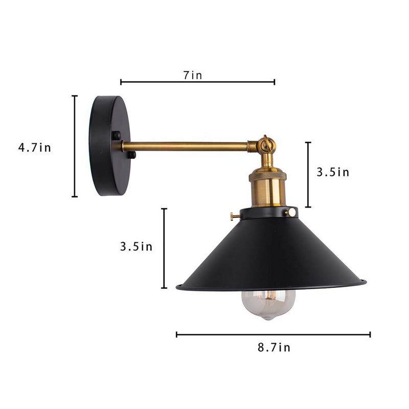 Wandleuchte Metall schwarz Wandlampe E27 Industrial 