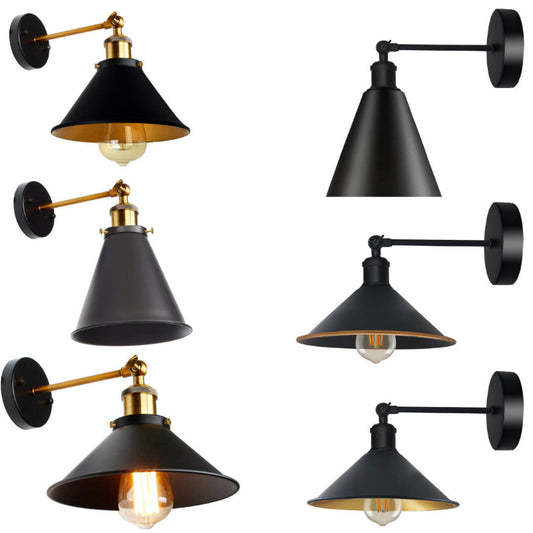Wandleuchte Metall schwarz Wandlampe E27 Industrial