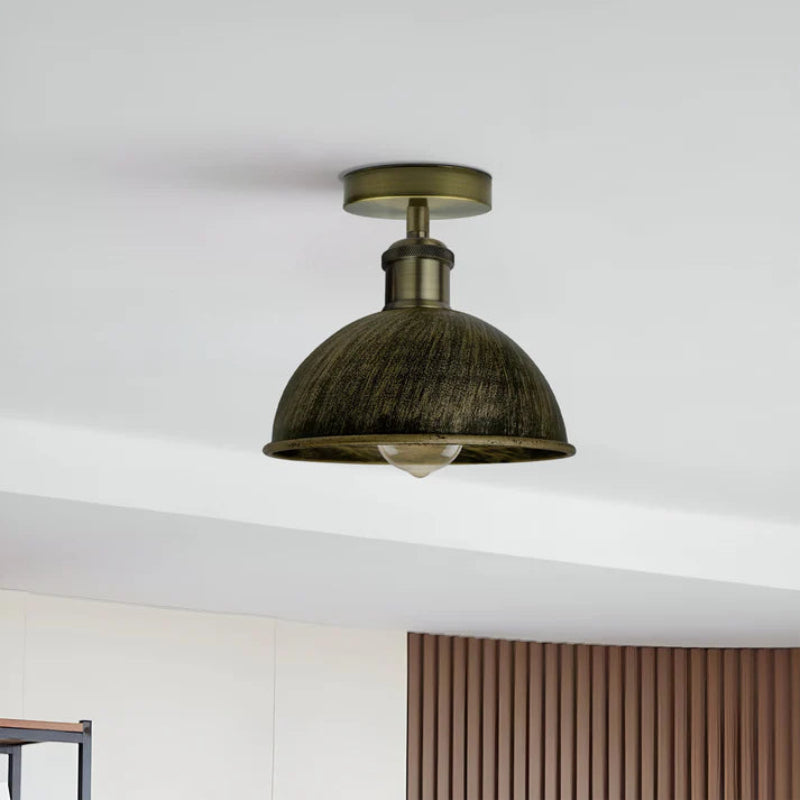 Flache LED-Deckenleuchte aus gebürstetem Kupfer mit E27-Fassung