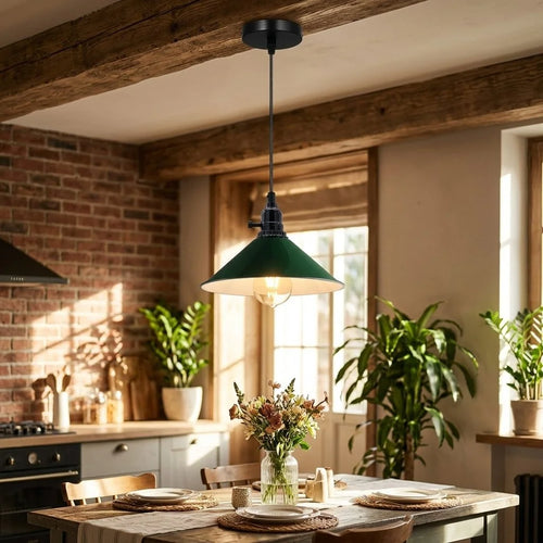 Lampada a sospensione industriale con interruttore rotativo – Lampada da cucina retrò colorata E27~ 3362