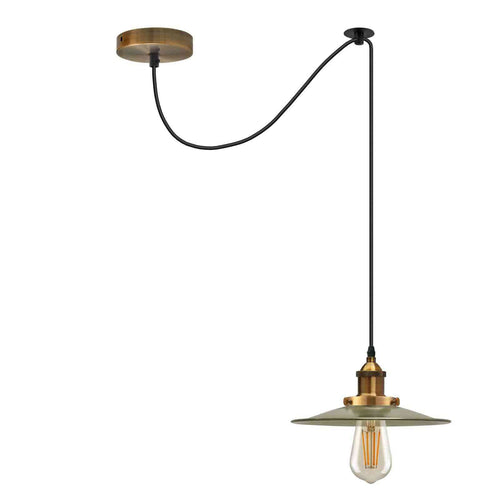 Lampada a sospensione Vintage industriale – Diffusore a piatto decentrato | 2m | E27 ~3928