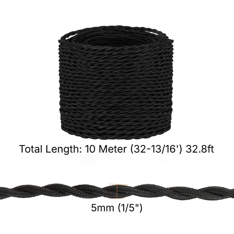  Robust gedrehtes Textilkabel 0,75mm schwarz – perfekt für kreative Beleuchtung