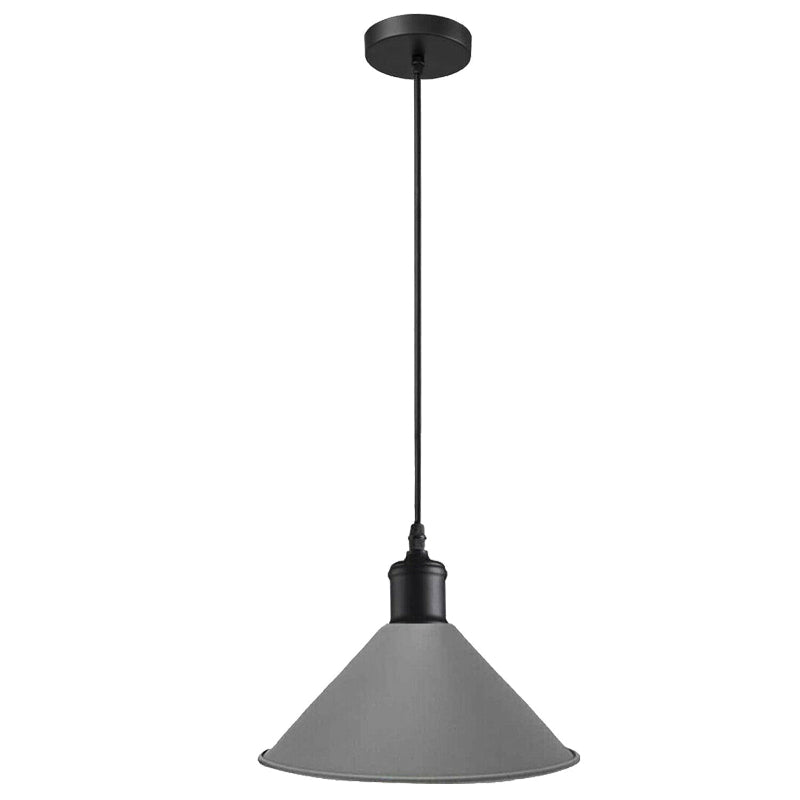Kegelförmige Pendelleuchte im Industrial Style, grau