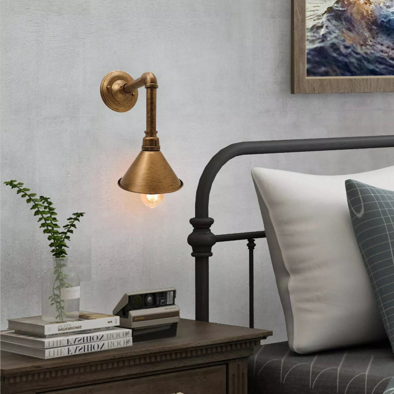 Wandlampe aus gebürstetem Kupfer mit E27-Fassung und Rohrdesign