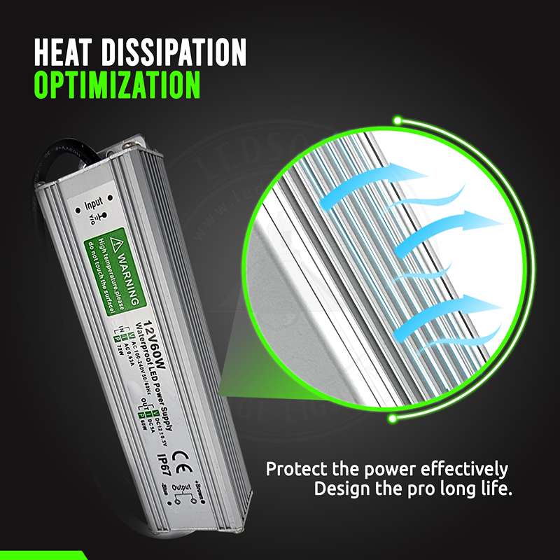 Die Funktion des wasserdichten DC12V IP67 36W LED-Treiber-Netzteiltransformators