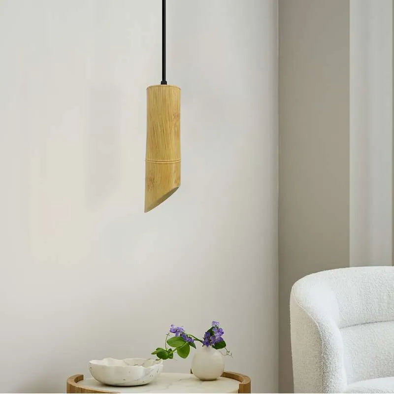Boho Bambus-Pendelleuchte mit GU10-Fassung für gemütliche Raumatmosphäre