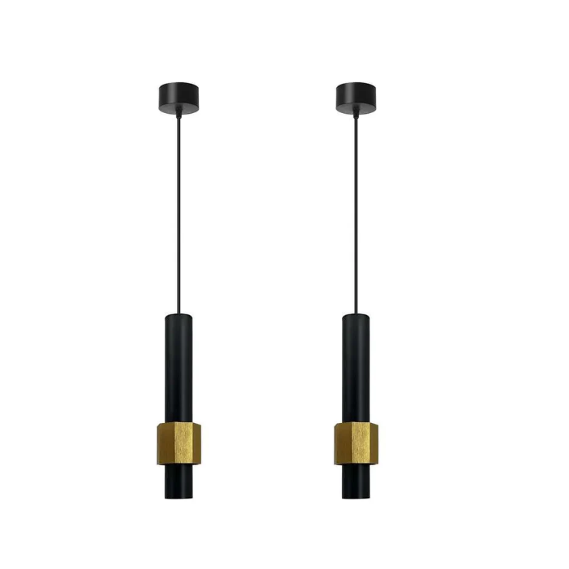 Elegante Pendelleuchte Schwarz und Gold, 28 cm, aus Aluminium