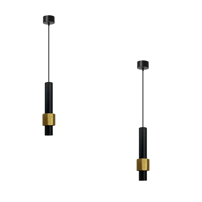 Verstellbare Pendelleuchte Schwarz mit Gold, für moderne Räume