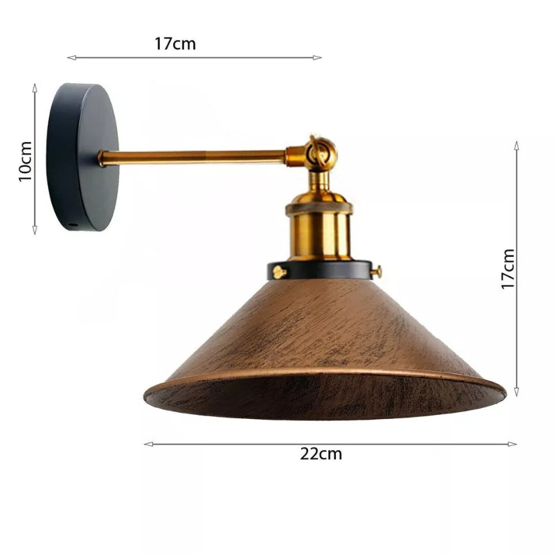 Retro Wandleuchte aus Kupfer mit E27-Fassung für Wohnzimmer, Schlafzimmer oder Flur.