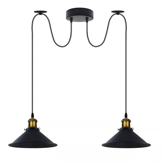 Ledsone Vintage Sort 2-vejs Retro Loftlampe E27 Pendellampe ~2231