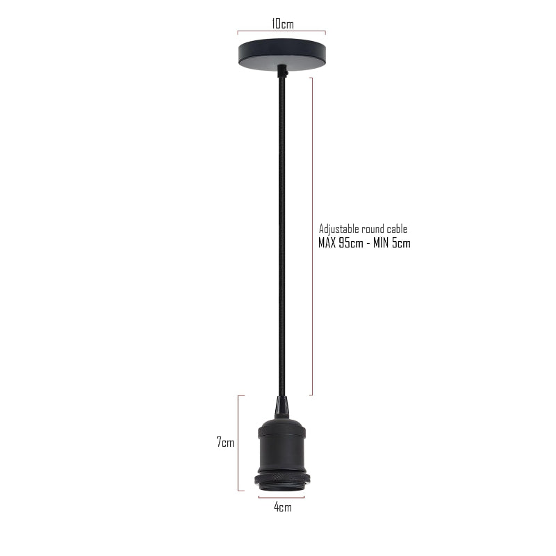 schwarze Pendelleuchte für Edison Lampen