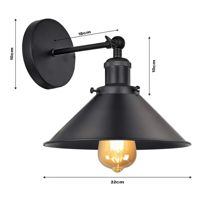 schwarze vintage wandlampe