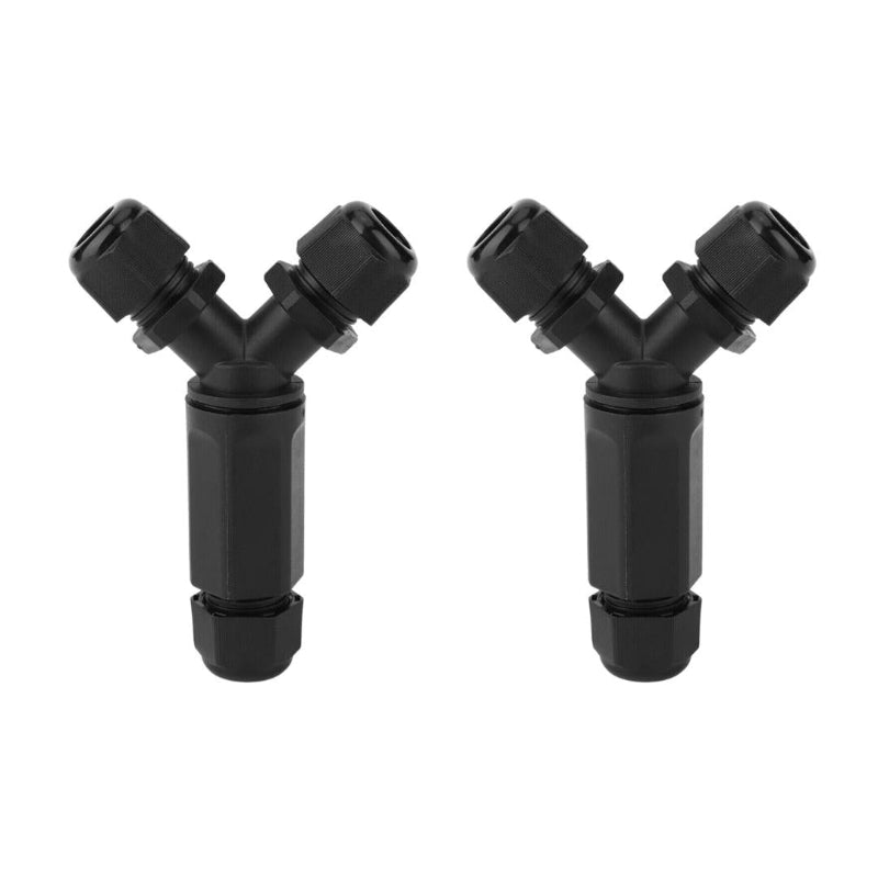 Y-Kabelverbinder 2er-Pack in Schwarz, wasserdicht IP68