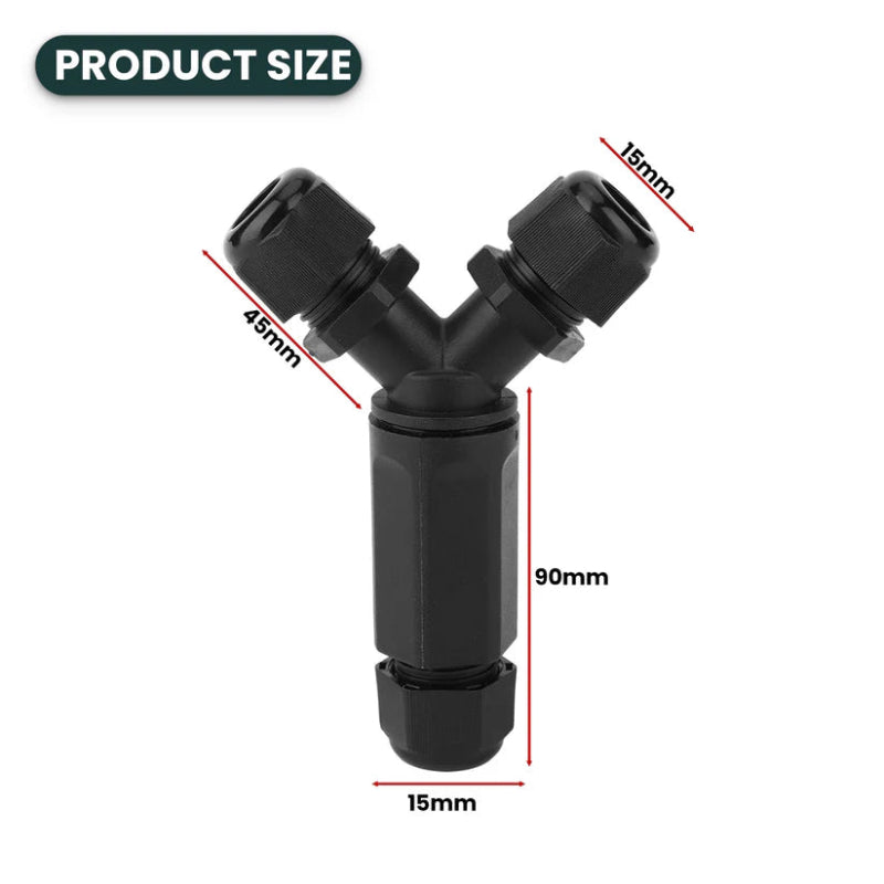 Y-Kabelverbinder wasserdicht IP68, Farbe Schwarz