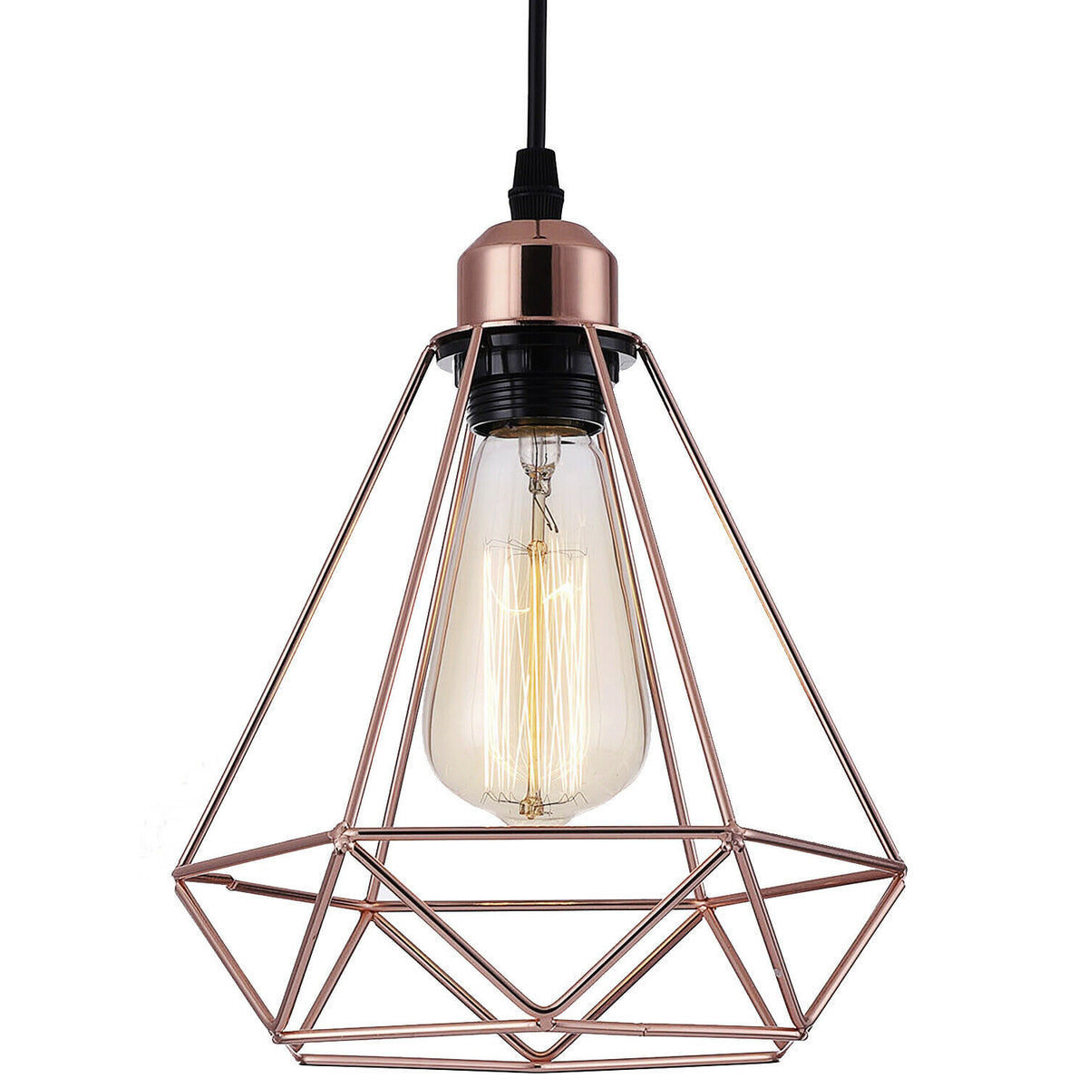 Industrielle Vintage Loft Rose Gold Diamantform Kronleuchter Deckenpendelleuchte Lampe