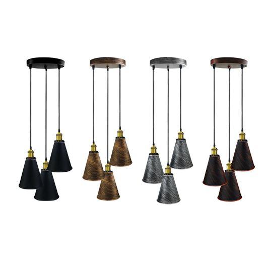 Industrielle Retro 3-Kopf Vintage Runde Basis Pendelleuchte Deckenleuchte