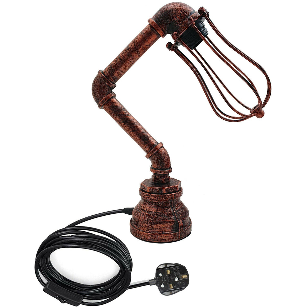 Industrial Plug-In Tischleuchte Steampunk Metall Indoor Stand Wasserpfeife Retro Beleuchtung ladsone.com